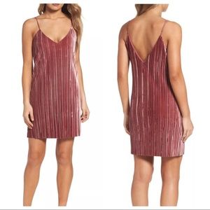 Bardot Pink Velvet Striped Midi Slip Dress
